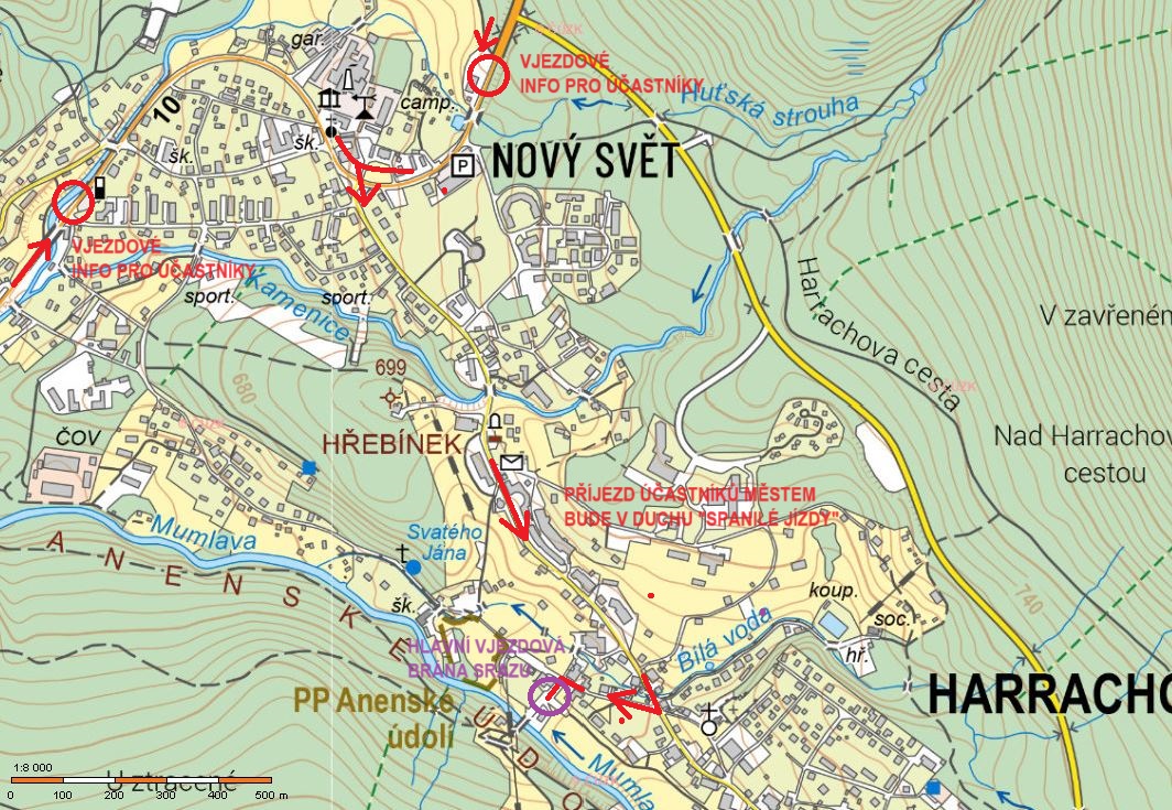 mapa prijezd učastniků